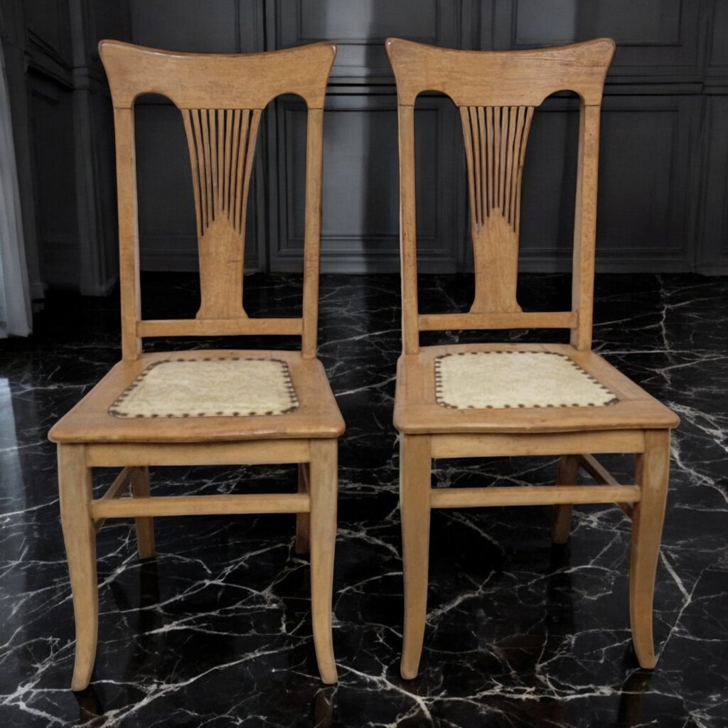 7592-7593 Vintage Rock Maple Art Deco Side #Chairs