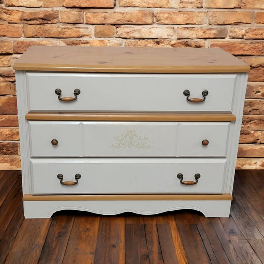 7607 Country Pine and White 3 Drawer #Dresser