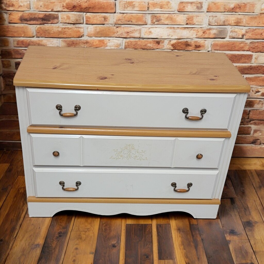 7607 Country Pine and White 3 Drawer #Dresser