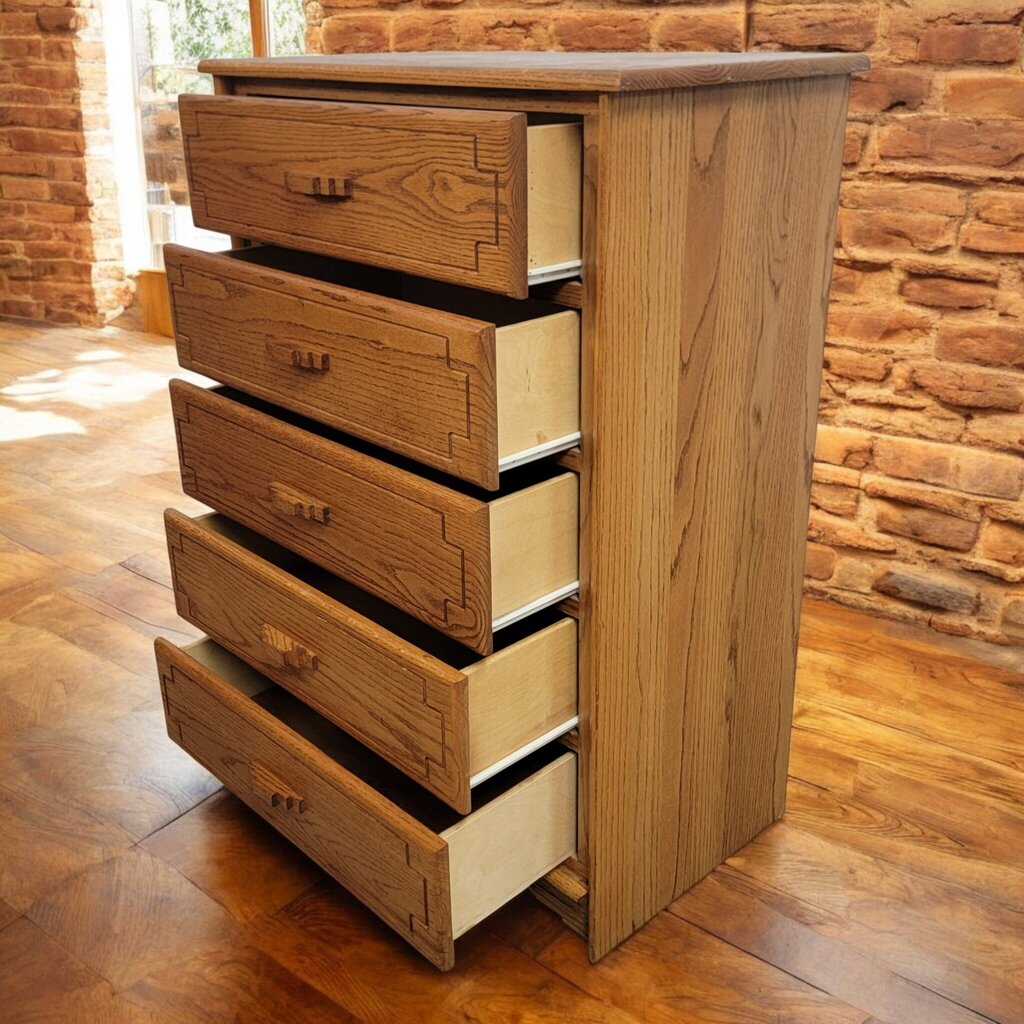 7623 Vintage Oak Santa Fe Style 5 Drawer Chest