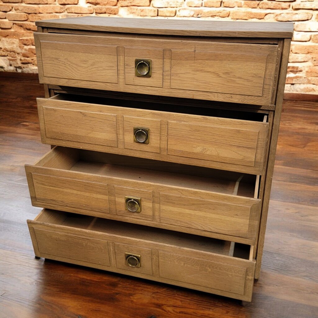 7654 Oak Mid Century 4 Drawer #Chest