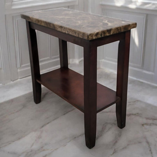 7697 Narrow Side Table with Faux Marble Top