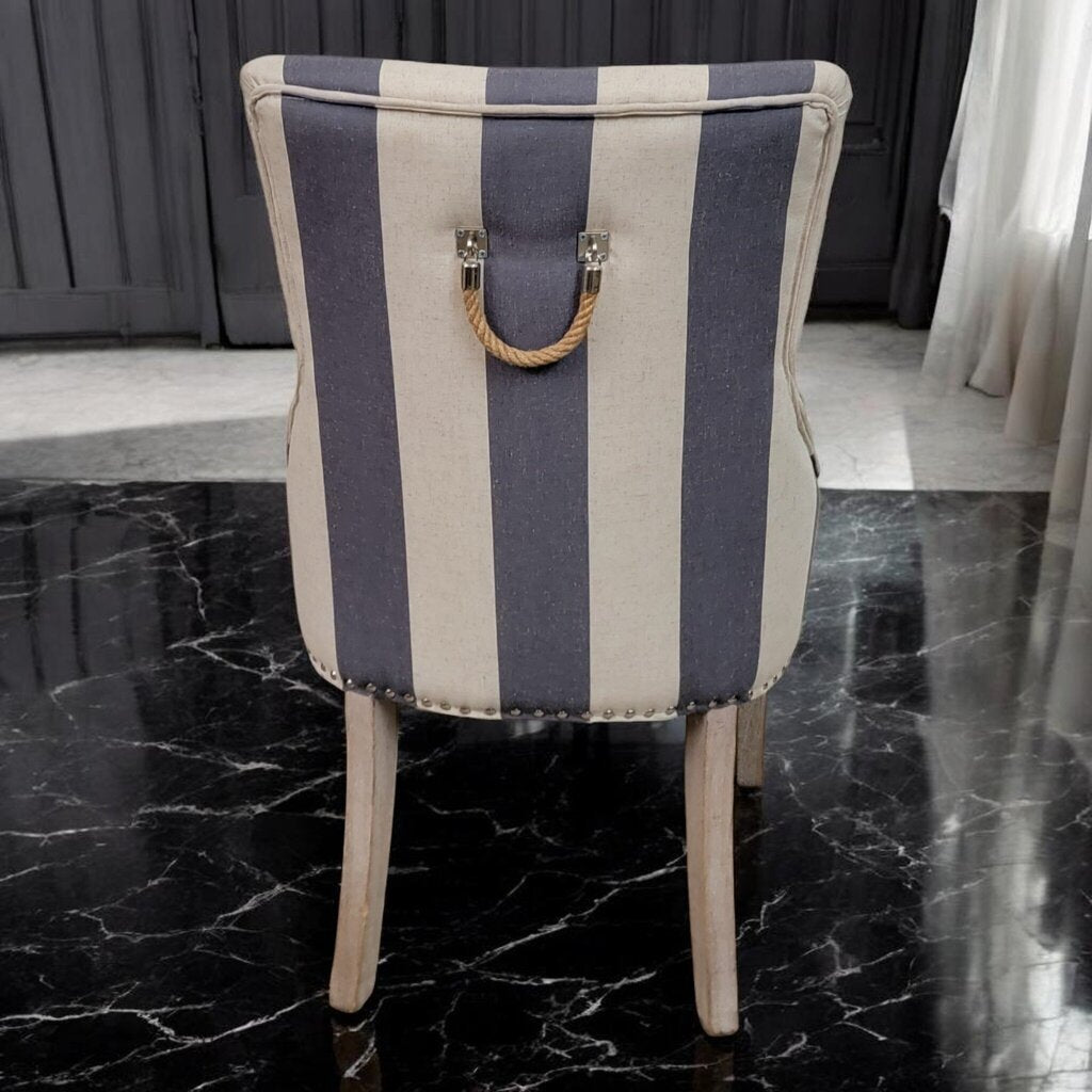 7704 Gray Striped Accent Chair with Nailhead Trim