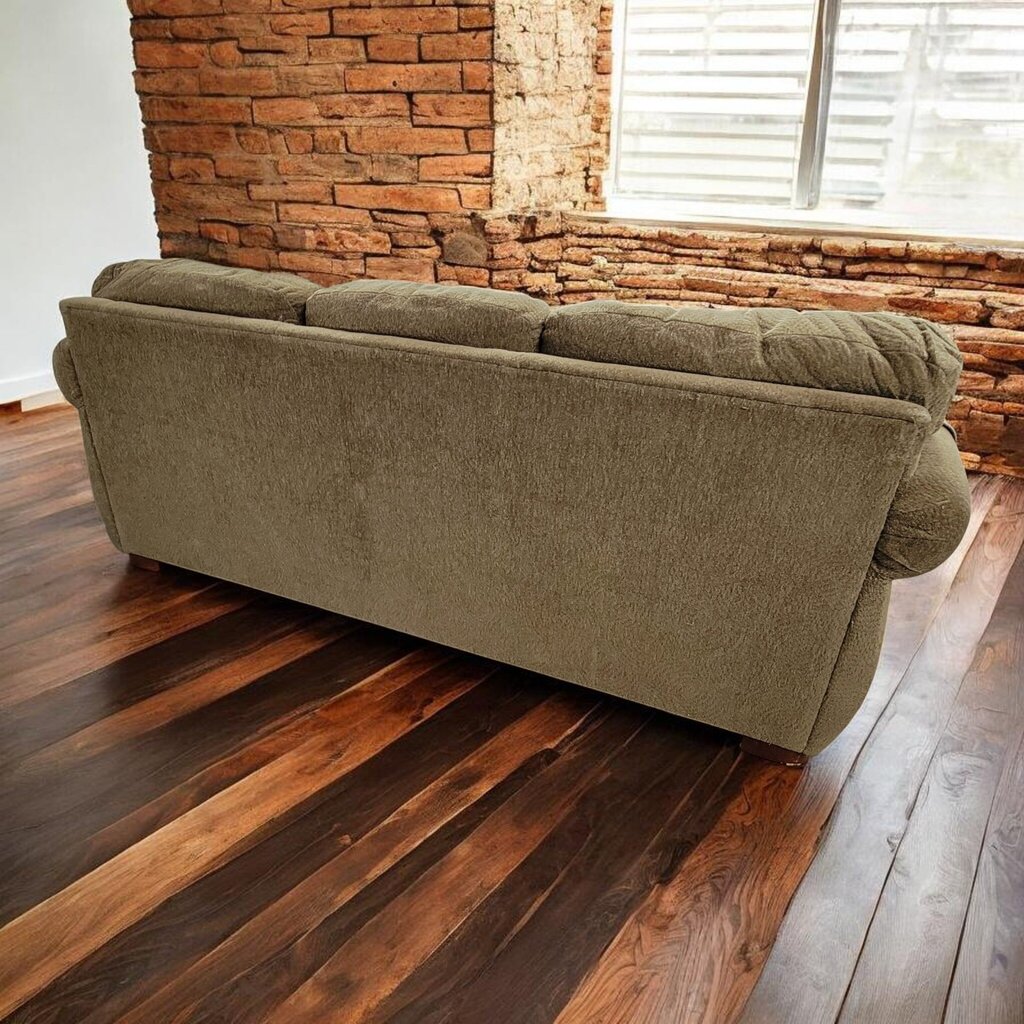 7705 Overstuffed Olive Triple Sofa