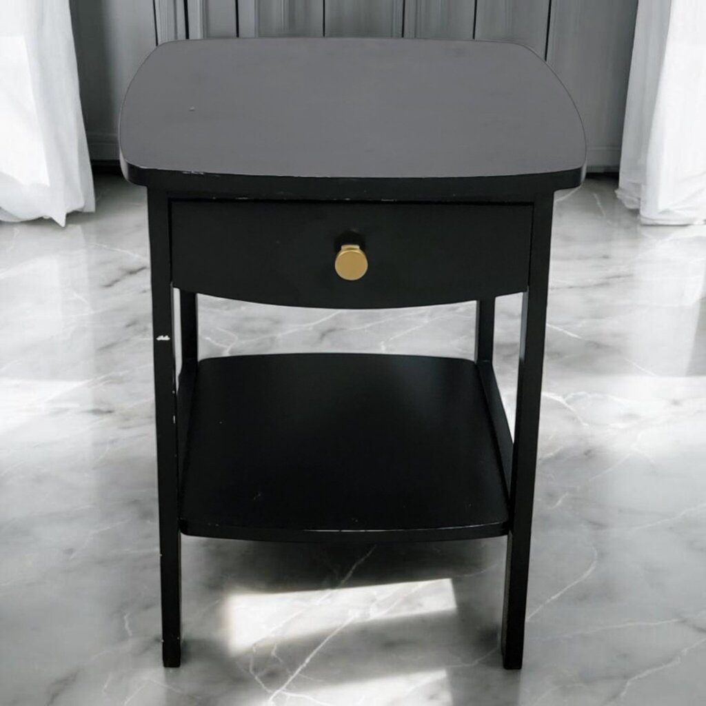 7709 Black 2 Tier Nightstand with Drawer