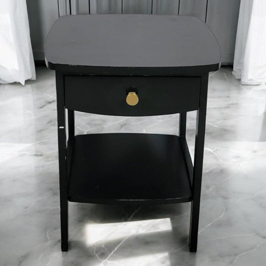 7709 Black 2 Tier Nightstand with Drawer