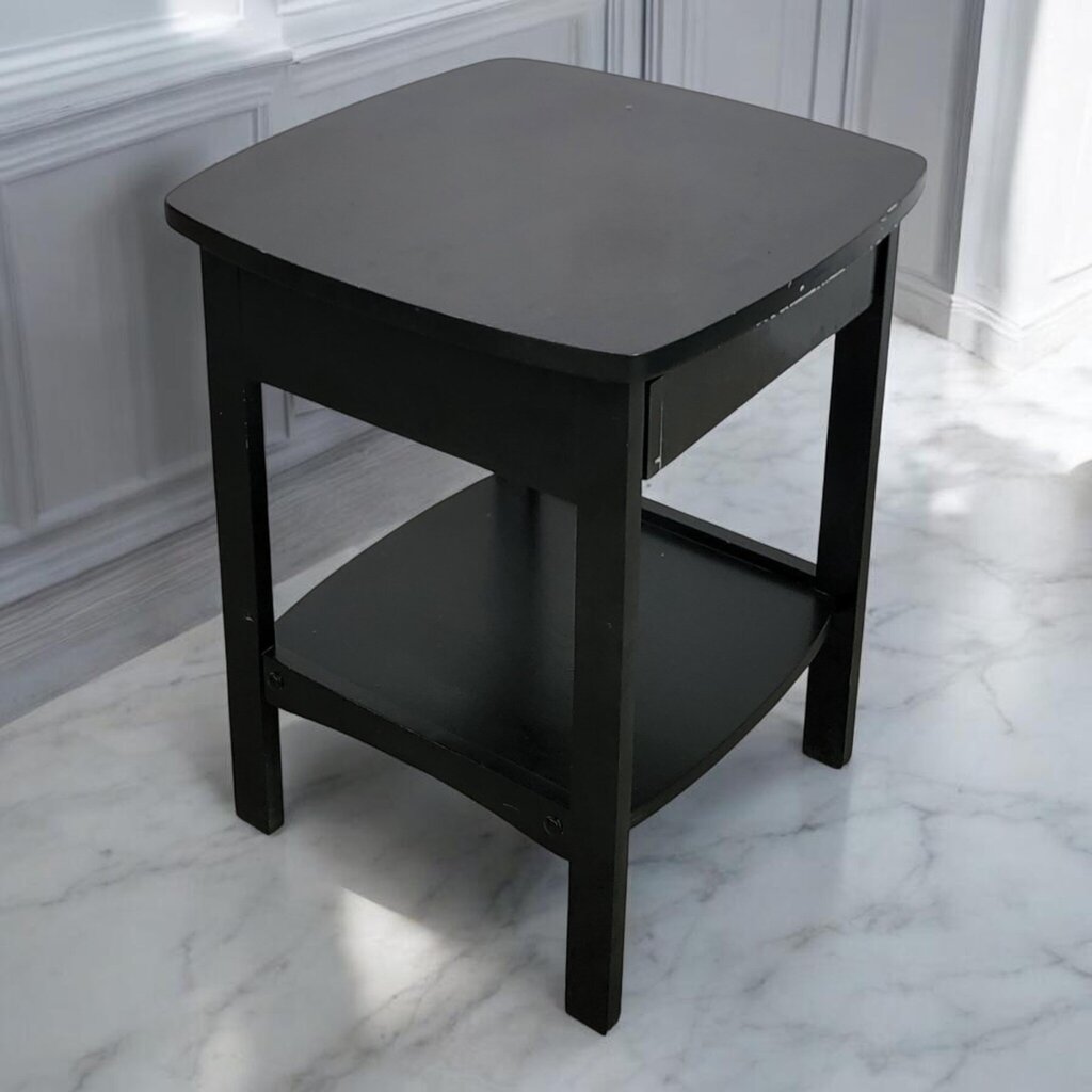 7709 Black 2 Tier Nightstand with Drawer