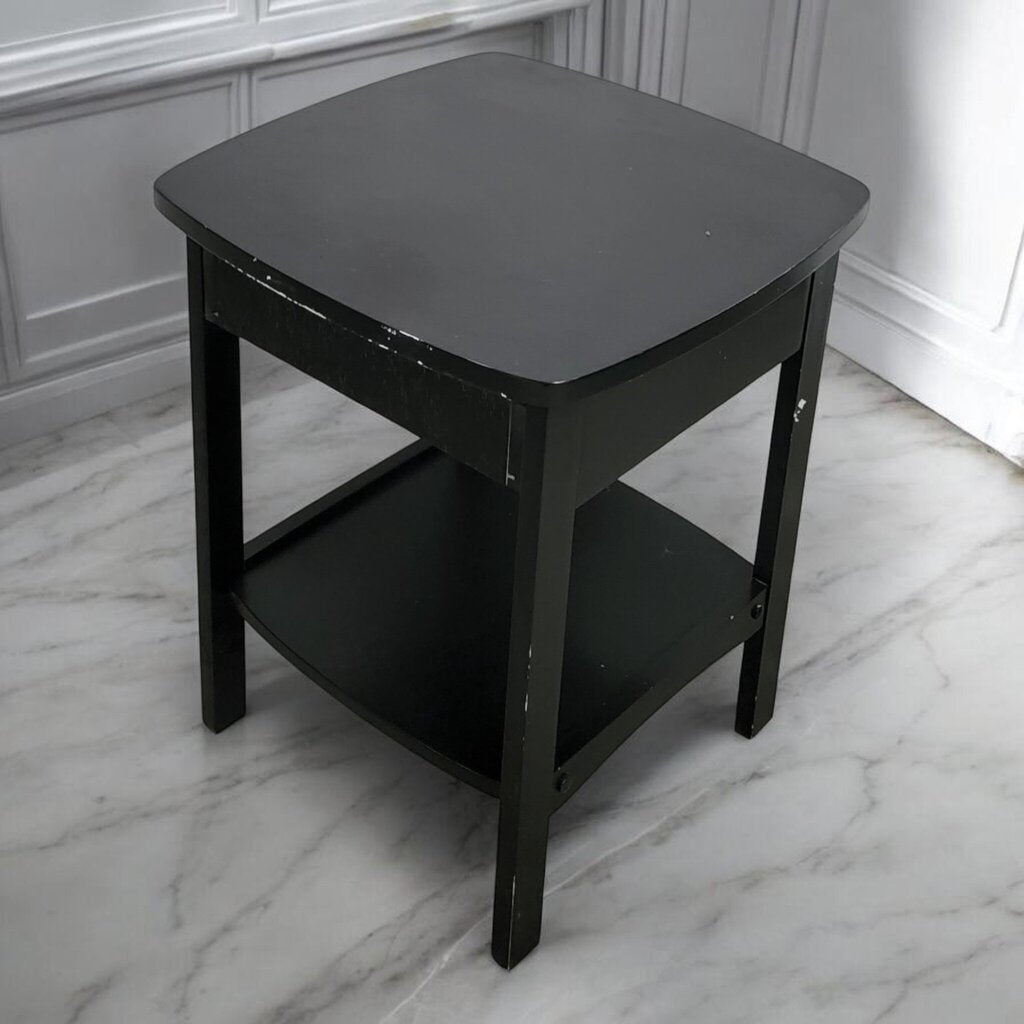 7709 Black 2 Tier Nightstand with Drawer
