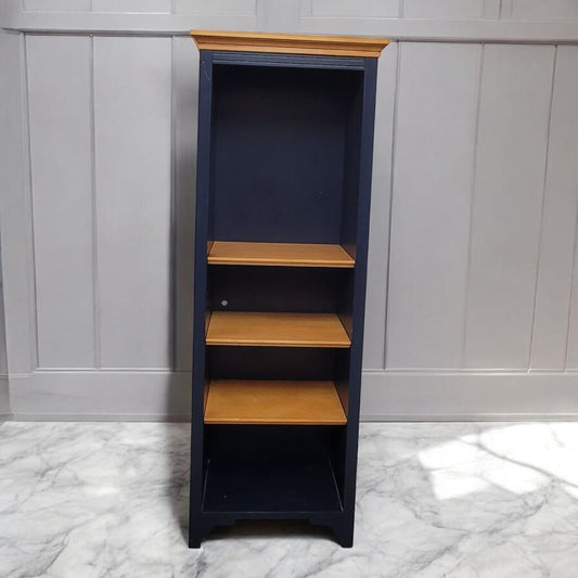 7716 Country Blue and Wood 4 Shelf #Bookcase