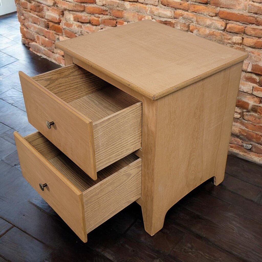 7728 Blonde Wood 2 Drawer Nightstand
