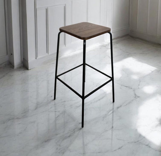 7735 Industrial Wood and Metal Barstool