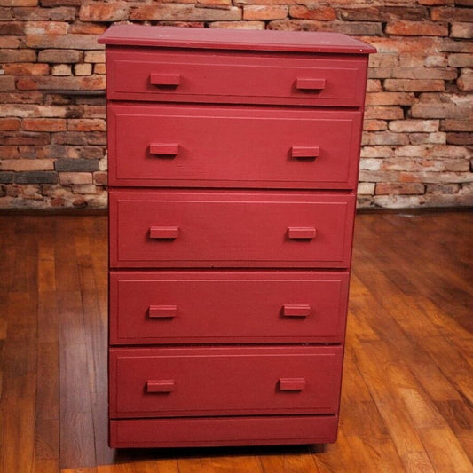 7740 Red 5 Drawer Chest