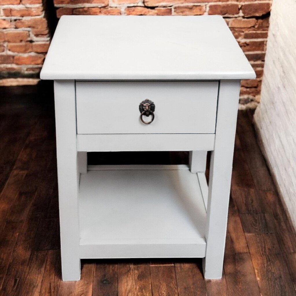 7745 White Wood Nightstand with Drawer