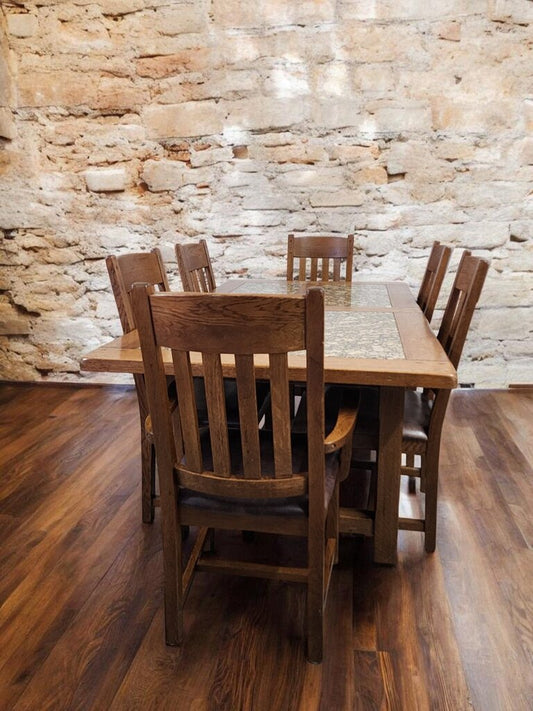7764 Oak and Granite Mission Style #Dining Set