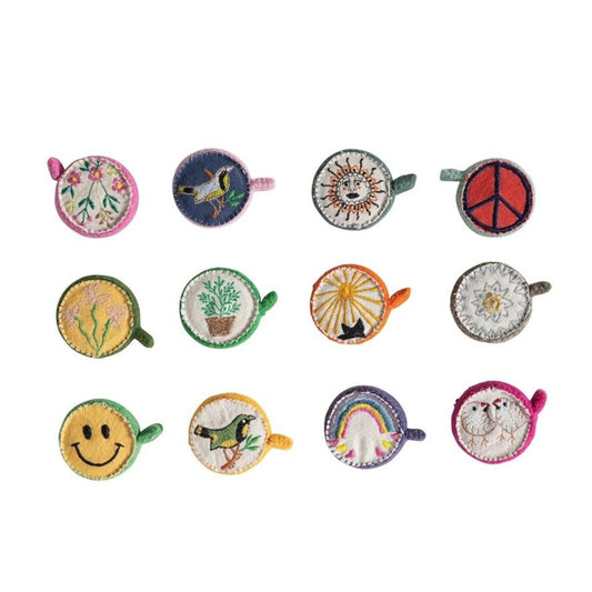 Tape Measure | Embroidered Wool Felt 2" Round Multi Color New * Gifts & Speciality