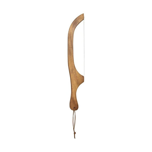 Wood Bread Bow Knife w/ Stainless Steel Blade & Faux Leather Tie 15-1 4"L x 2-3 4"W New * Home