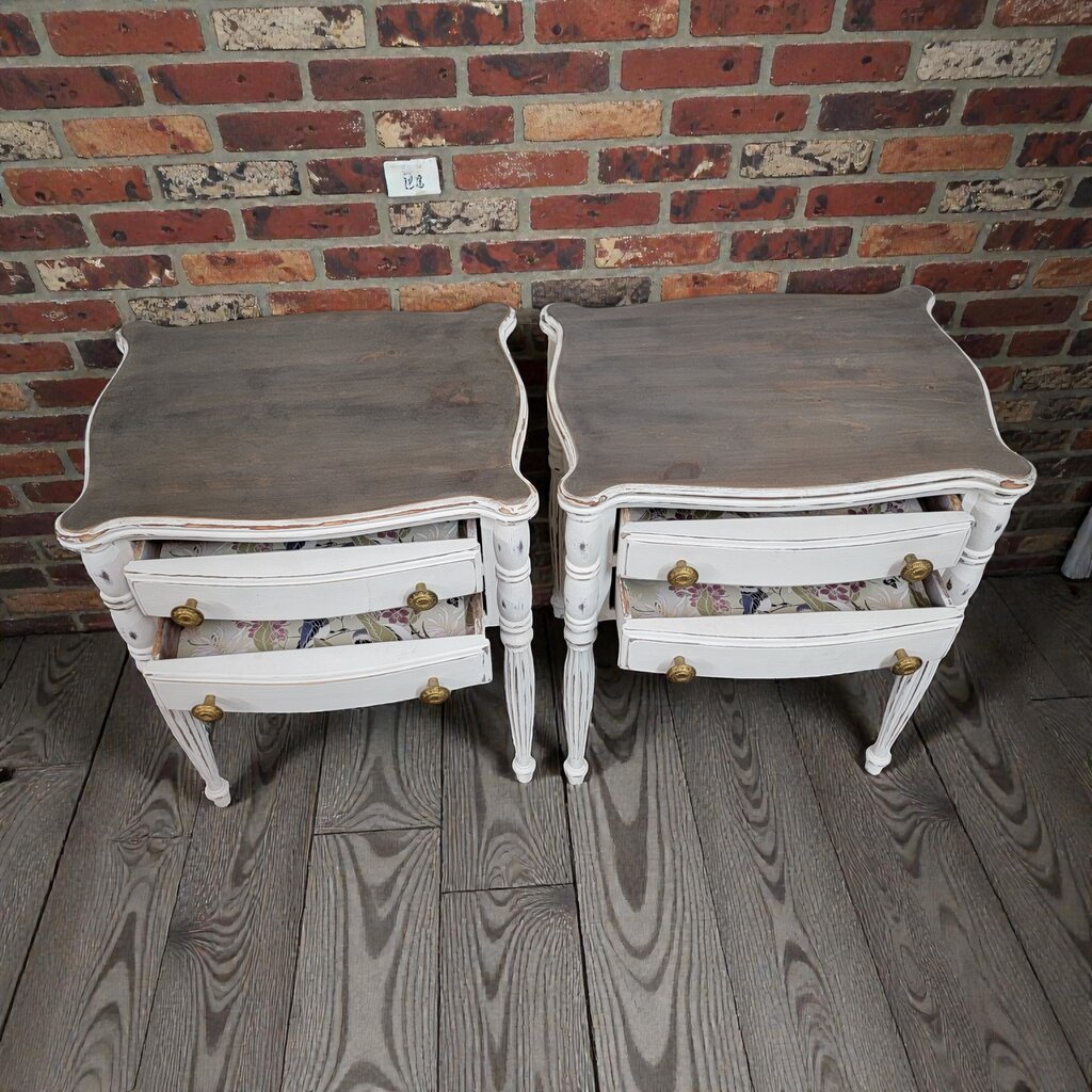 7773-7774 French White Side #Table with 2 Drawers
