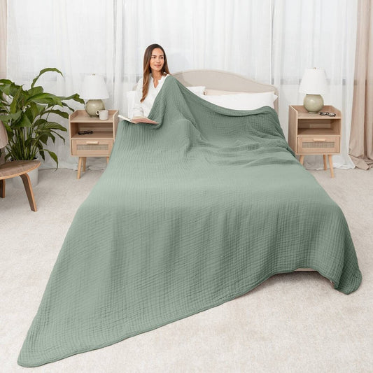 Muslin 6-Layer 100% Cotton Throw - Fern 50 x 60 Fern New * Home