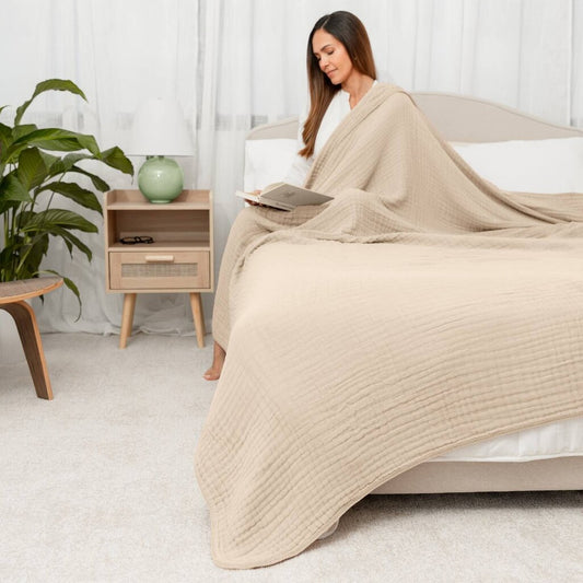 Muslin 6-Layer 100% Cotton Throw - Sand 50 x 60 Sand New * Home