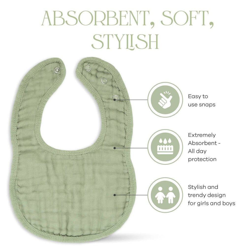 Muslin Cotton Baby Bibs Adjustable