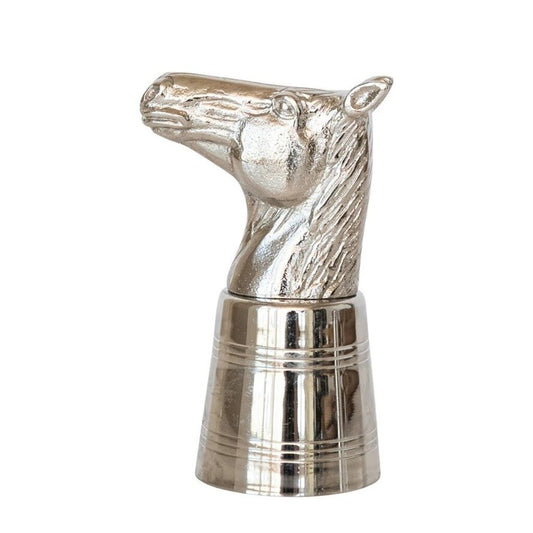 2 oz. Cast Aluminum & Stainless-Steel Horse Head Jigger 2-3 4"L x 2"W x 4-1 2"H New * Home