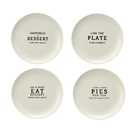 Stoneware Plate w/ Wax Relief Saying 6" round White New * Home