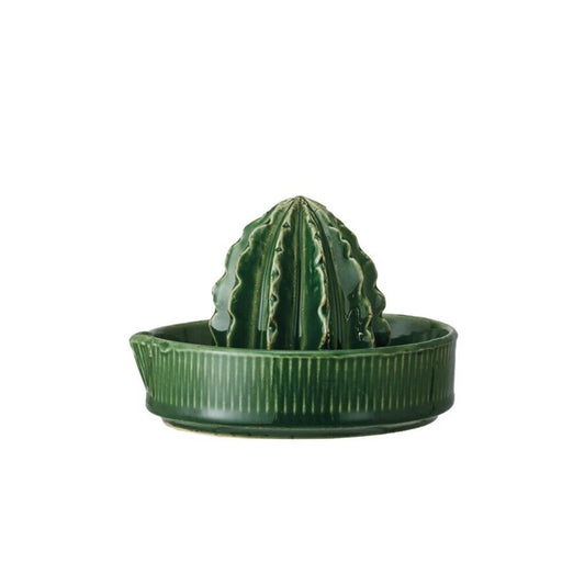 Stoneware Cactus Shaped Juicer 5-3 4" Round x 4"H Green New * Regional