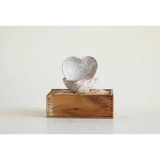 Stoneware Heart Dish 3-1 4"L x 3"W Antique White Finish New * Gifts & Speciality