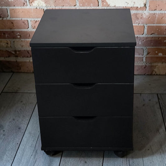 7802 Rolling Black 3 Drawer Side #Table