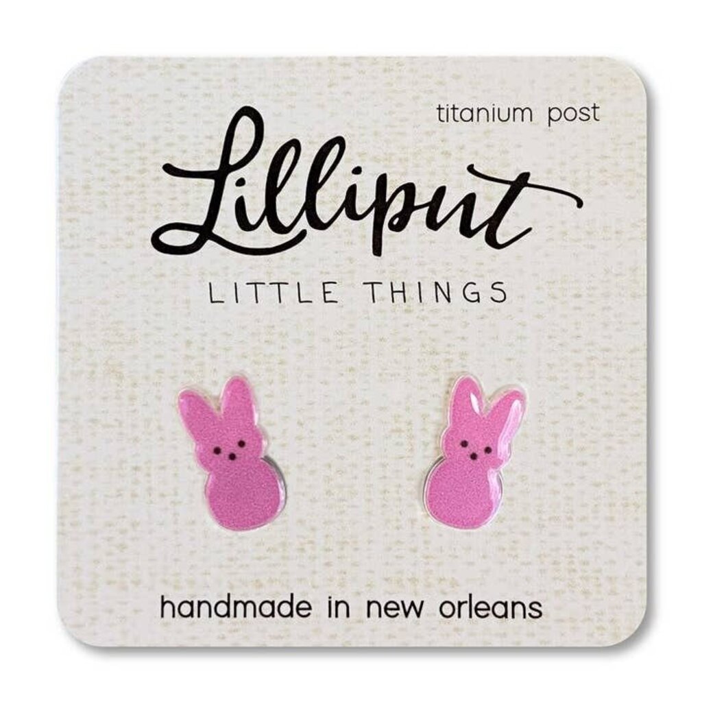 Lilliput- Marshmallow Easter Bunny Earrings Pink New * Gifts & Speciality