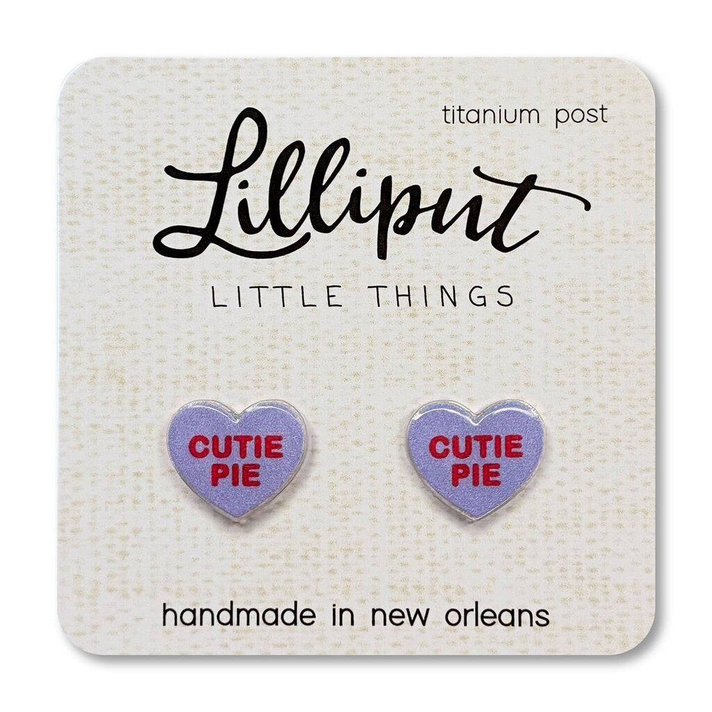 Lilliput- Conversation Hearts Earrings Purple New * Gifts & Speciality