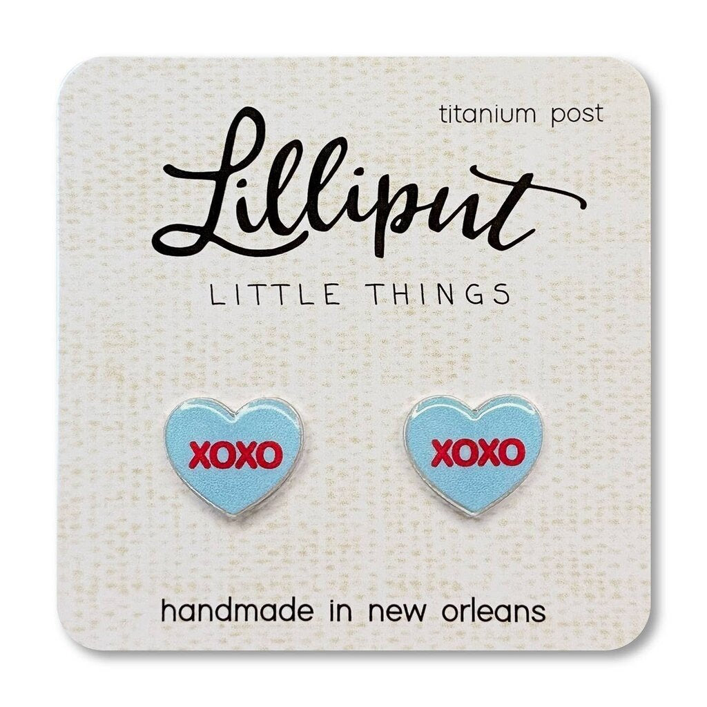 Lilliput- Conversation Hearts Earrings Blue New * Apparel