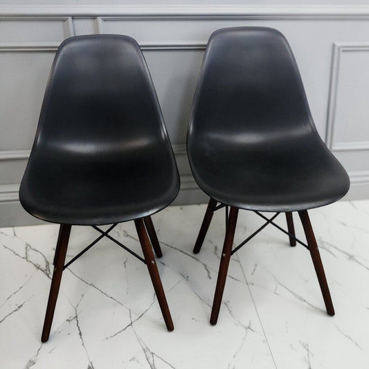 7828-7829 Mid Century Style Black and Wood Side Chairs