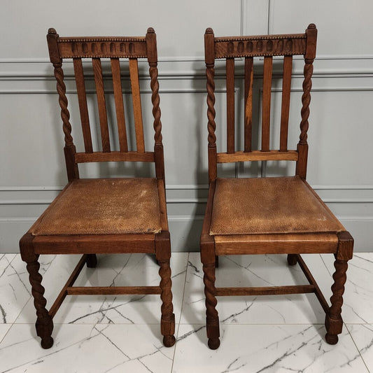 7832-7833 Vintage Oak Turned Post Dining Chair