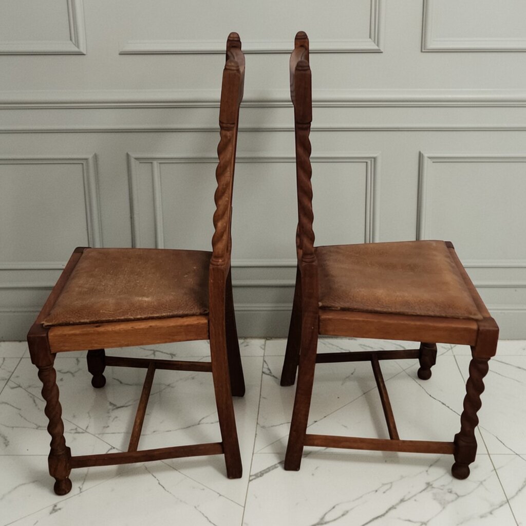7832-7833 Vintage Oak Turned Post Dining Chair ~ FURNITURE