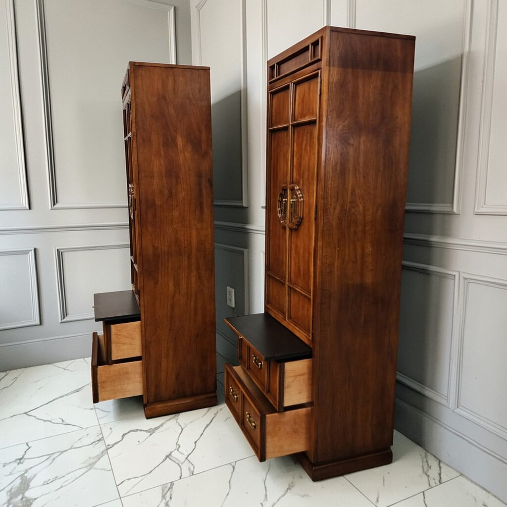 7870-7871 Mid Century Modern Chinoiserie Tall Cabinet