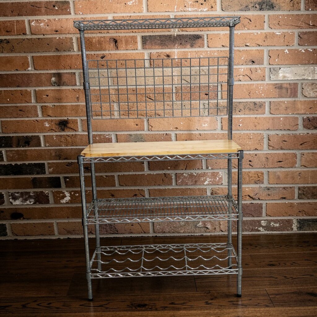 7876 Chrome and Butcher Block Bakers #Rack
