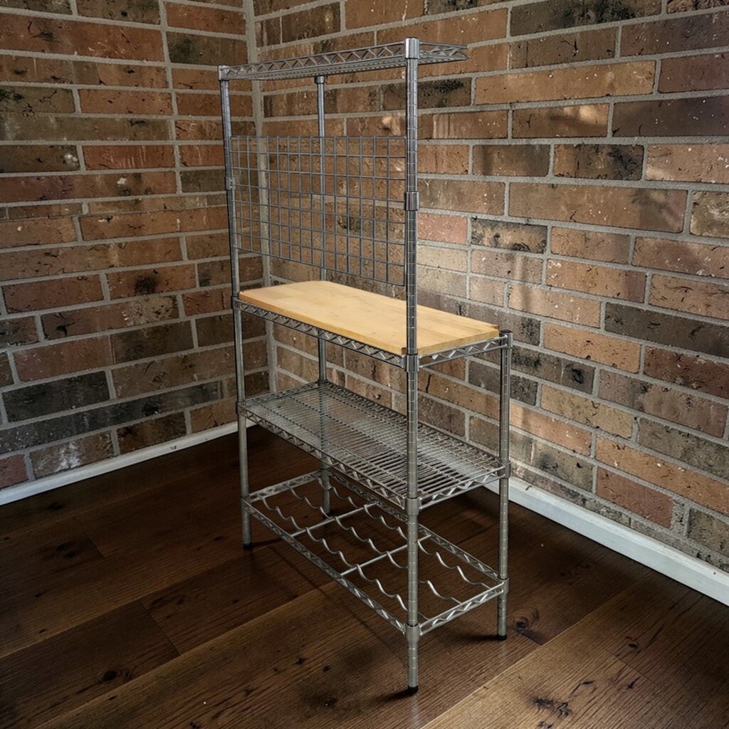 7876 Chrome and Butcher Block Bakers #Rack