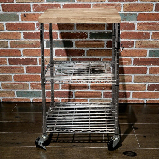 7875 Chrome and Butcher Block Rolling Kitchen #Island