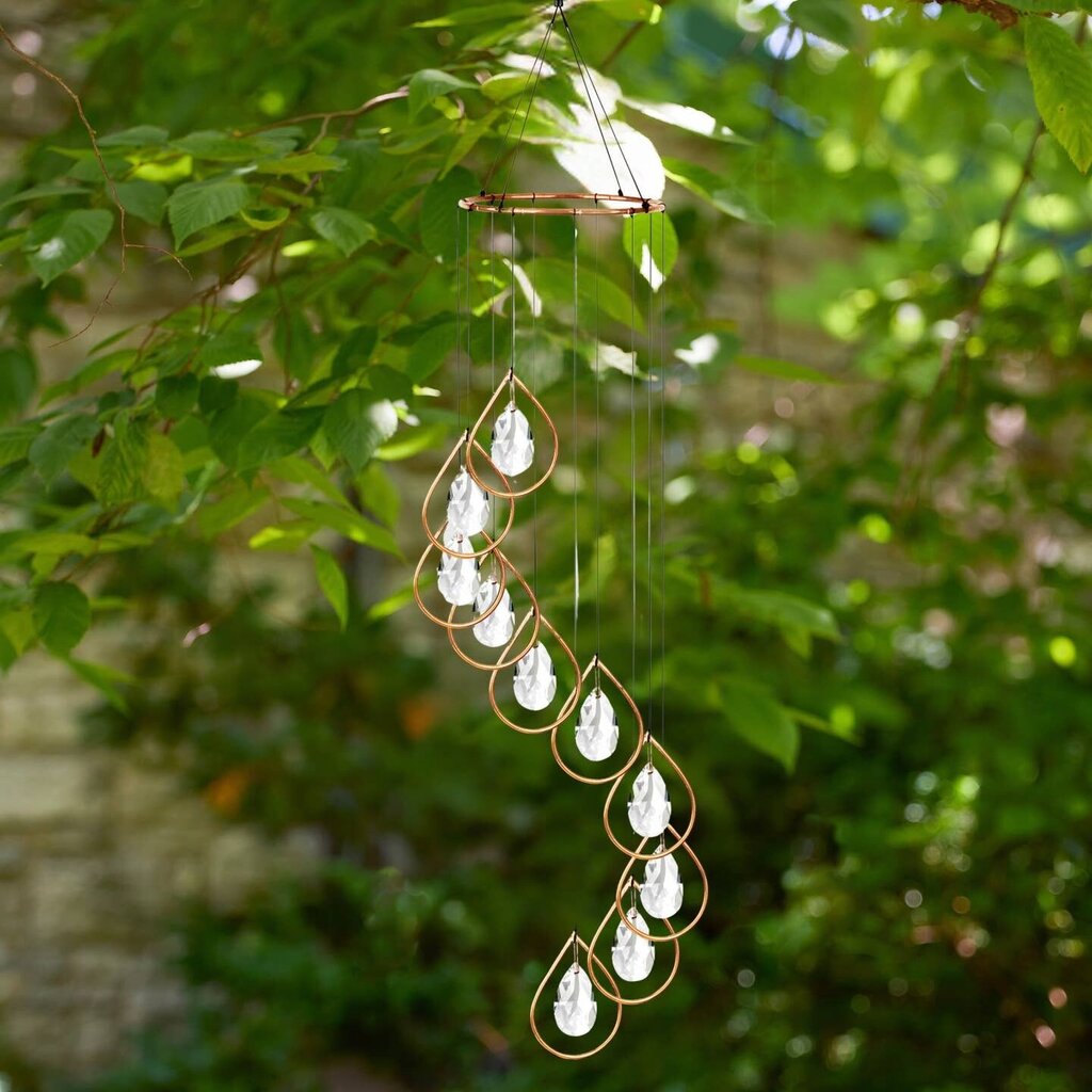 Copper Teardrop Spiral Suncatcher Windchime - 35" New * Garden