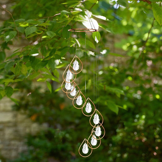 Copper Teardrop Spiral Suncatcher Windchime - 35" New * Garden