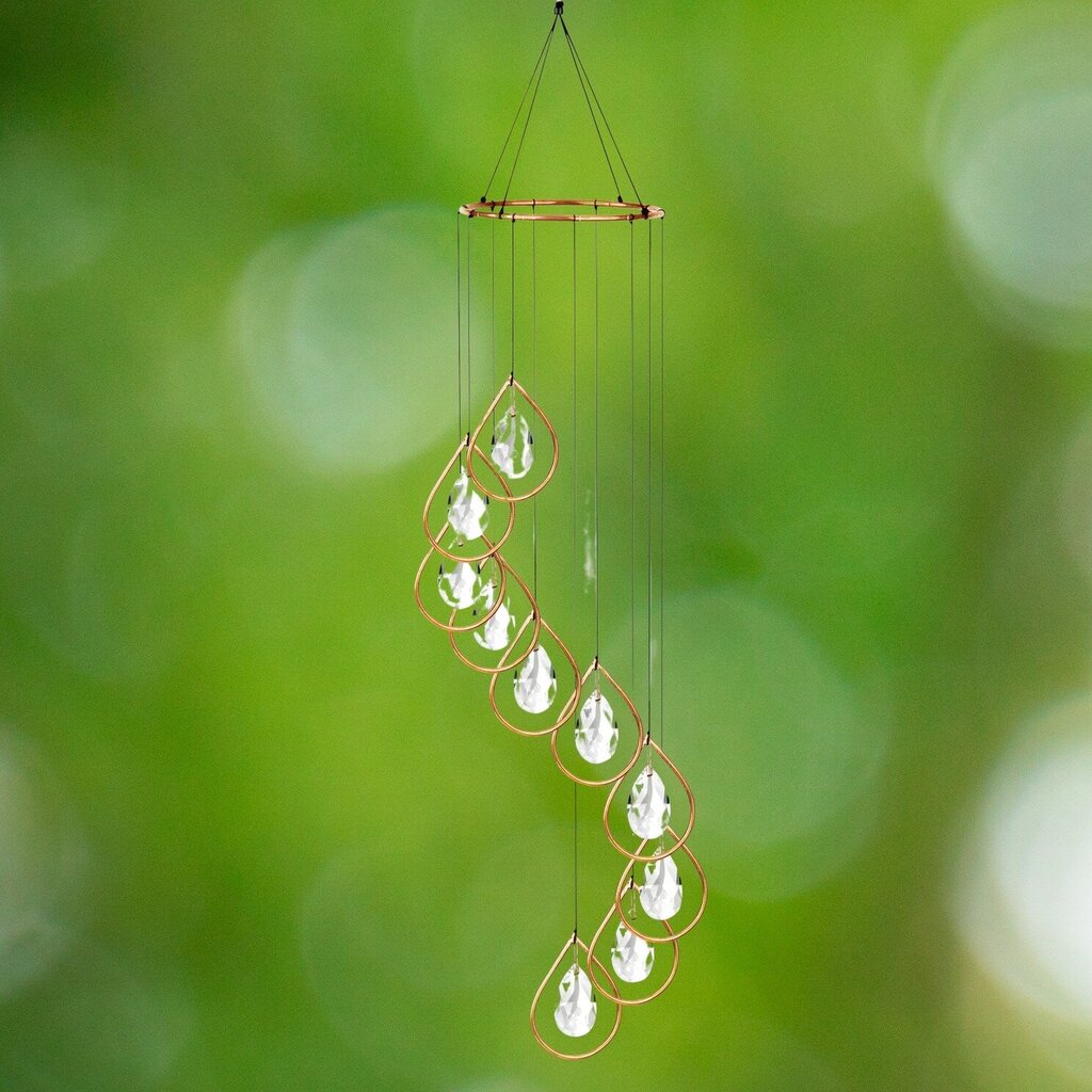 Copper Teardrop Spiral Suncatcher Windchime - 35" * Garden
