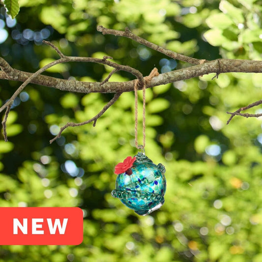 Blue Planet Art Glass Hummingbird Feeder New * Garden