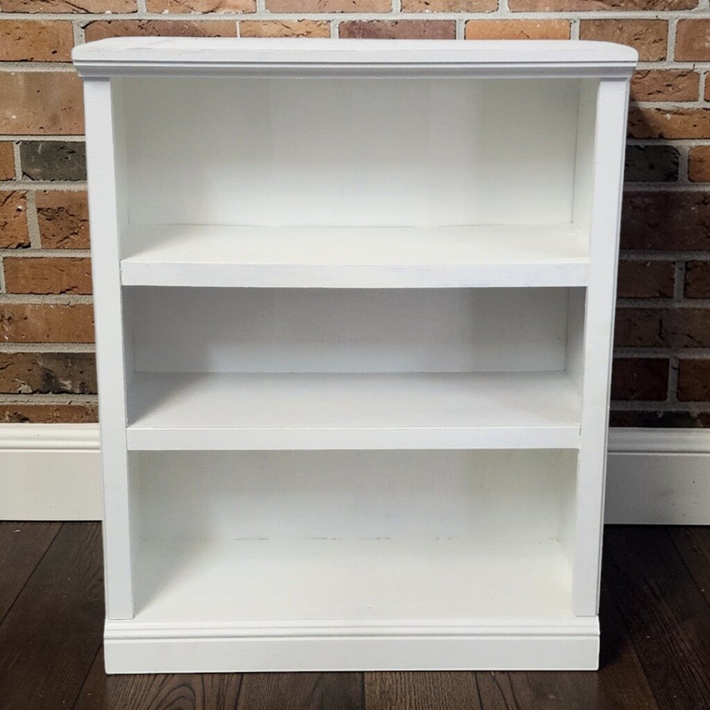 7878-7879 Small White 3-Tier Wooden #Bookshelf Used ~ FURNITURE