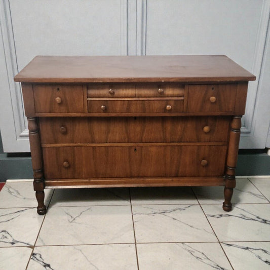 7882 Mid-19th Century American Empire Mahogany Veneer #Chest of Drawers