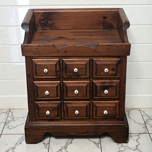 7889 Vintage Pine Apothecary-Style #Nightstand with Gallery Top Used ~ FURNITURE