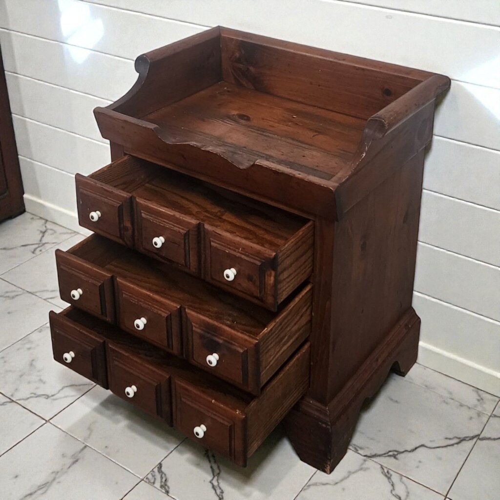 7889 Vintage Pine Apothecary-Style #Nightstand with Gallery Top ~ FURNITURE