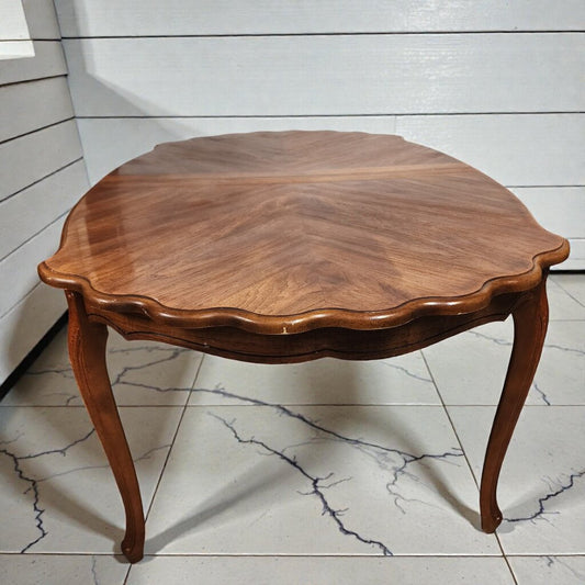 7916 Mid-Century French Provincial Scalloped Extension Dining #Table