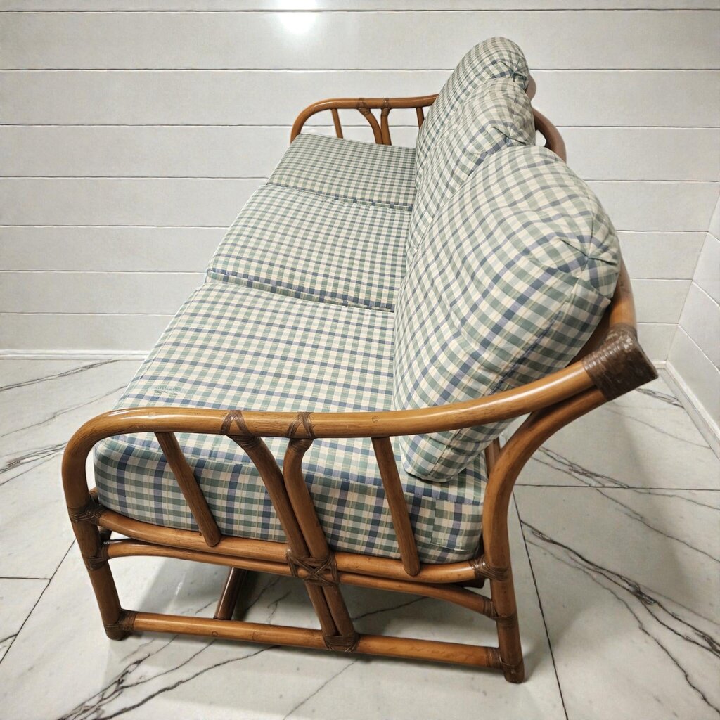 Late 20th Century Bent Rattan Three-Seater #Sofa