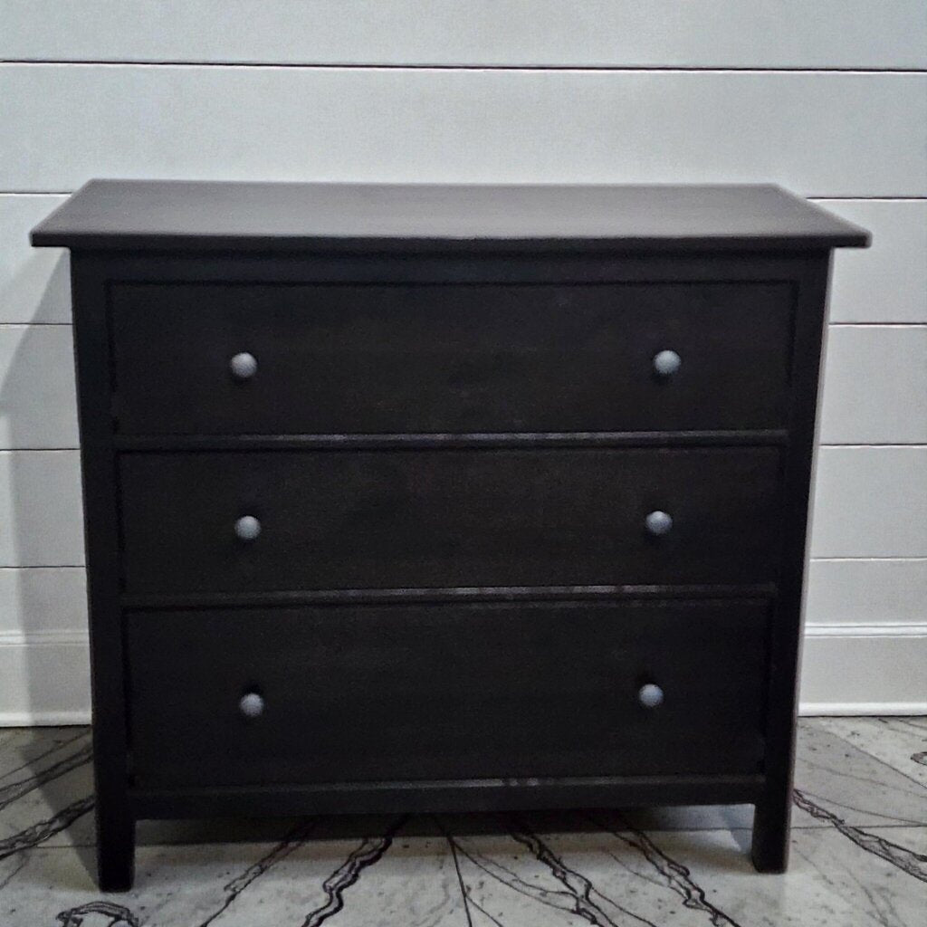 7925 Contemporary Black 3 Drawer Chest Used ~ FURNITURE